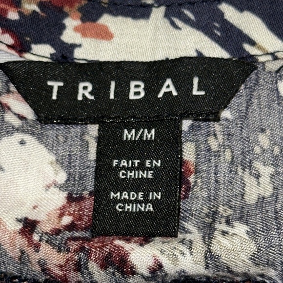 Tribal Shiela’s Home 50th Anniversary W/Frill Dk Ocean Graphic Blouse NWT M - Picture 4 of 12